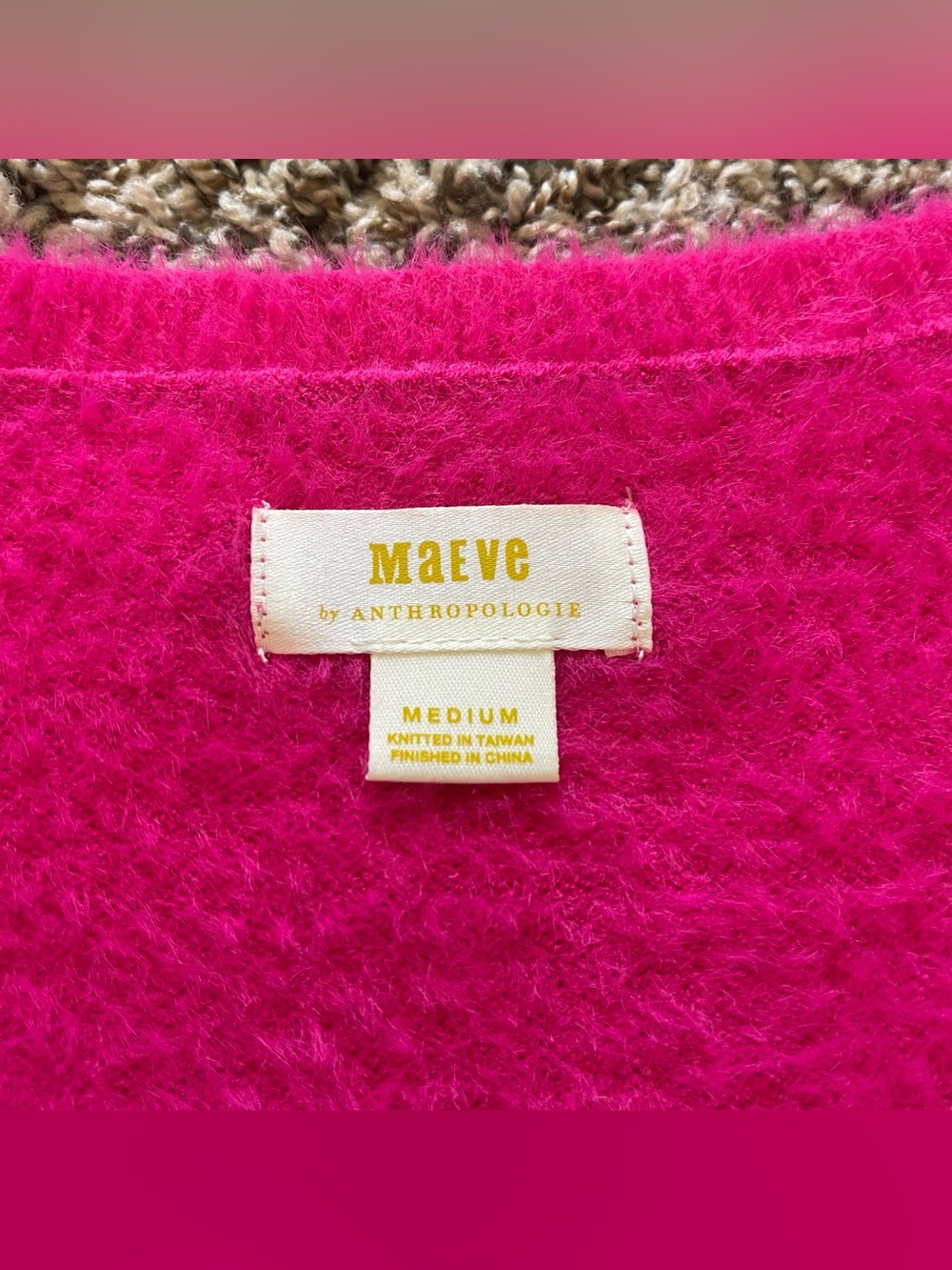 Maeve by Anthropologie Hot Pink Eyelash Scoop Neck Sweater Top Women's Size M - Picture 11 of 15